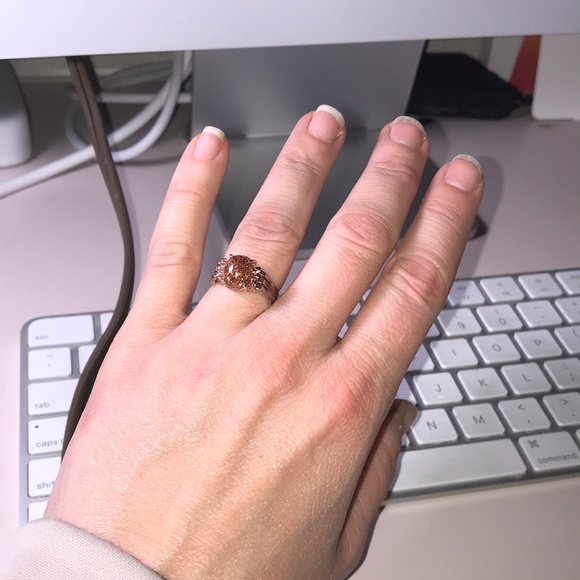 Gold Stone Sterling Silver Ring - Picture 7 of 7